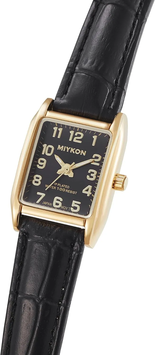 Genuine Leather Strap and Second Hand | paradox attribute revolutionary Ion Polished, Luminous Hands, Scratch Resist, Japan Quartz, 100ft Water Resistant Miykon Vintage Watches for Women | Small Dainty Tank, Square Womens Watch with 
