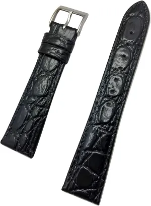 Genuine Leather Watchband | Round Alligator Crocodile Grain, Lightly Padded Replacement Watchstrap that brings New Life to Any Watch (Mens Standard Length) 20mm gazette melt elusive aim Black 