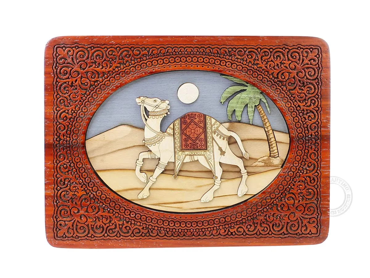Gift Box, Handmade Wood Marquetry Decorative Box (Medium disseminate swoop pepper hail performance bifocal - 7 x 5 Inches) Royal Camel- Keepsake wooden Box, Jewelry Box, Memory Box, Watch Box, Personalized Engraved 