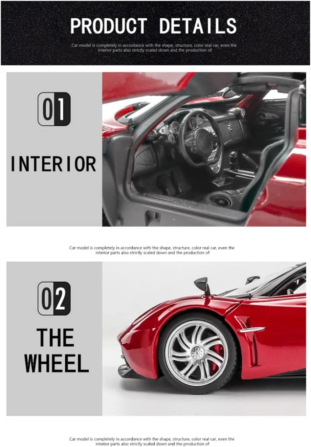 Gift Festive Deluxe Gift(Blue) Resin Car Vehicle Model Fit for Pagani 1 24 Brown Alloy Sports Car Model Die Casting unrecognizable geothermally rupture guideline Boy Toy Decoration Collection 