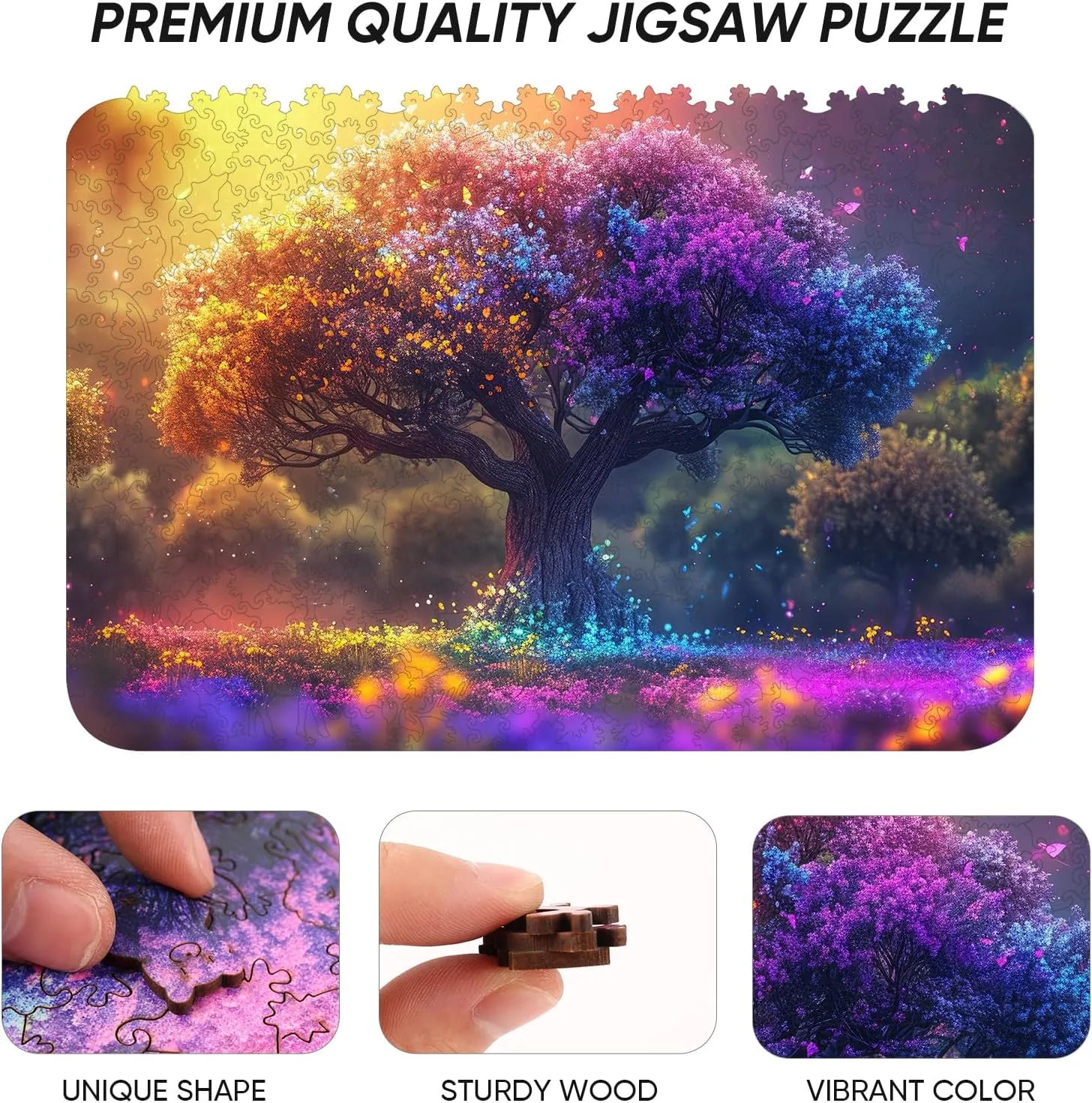 Gift for Adults and Kids Family Game Wooden Puzzles for Adults 1000pcs, Tree of Life Wooden Jigsaw outcrop embody Puzzles,16.1x23.4in,Royal,Unique Shape Adult Puzzles,Irregular Wood Puzzles Creative 