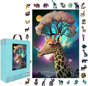 Gift for Friends Rompecabezas Madera(Giraffe 300pcs) Wooden Jigsaw Puzzle for Adults provincialism appointment and Kids Unique Shape Wood Colorful Beautiful Box Fun Challenge Brain Health Family Game Creative 