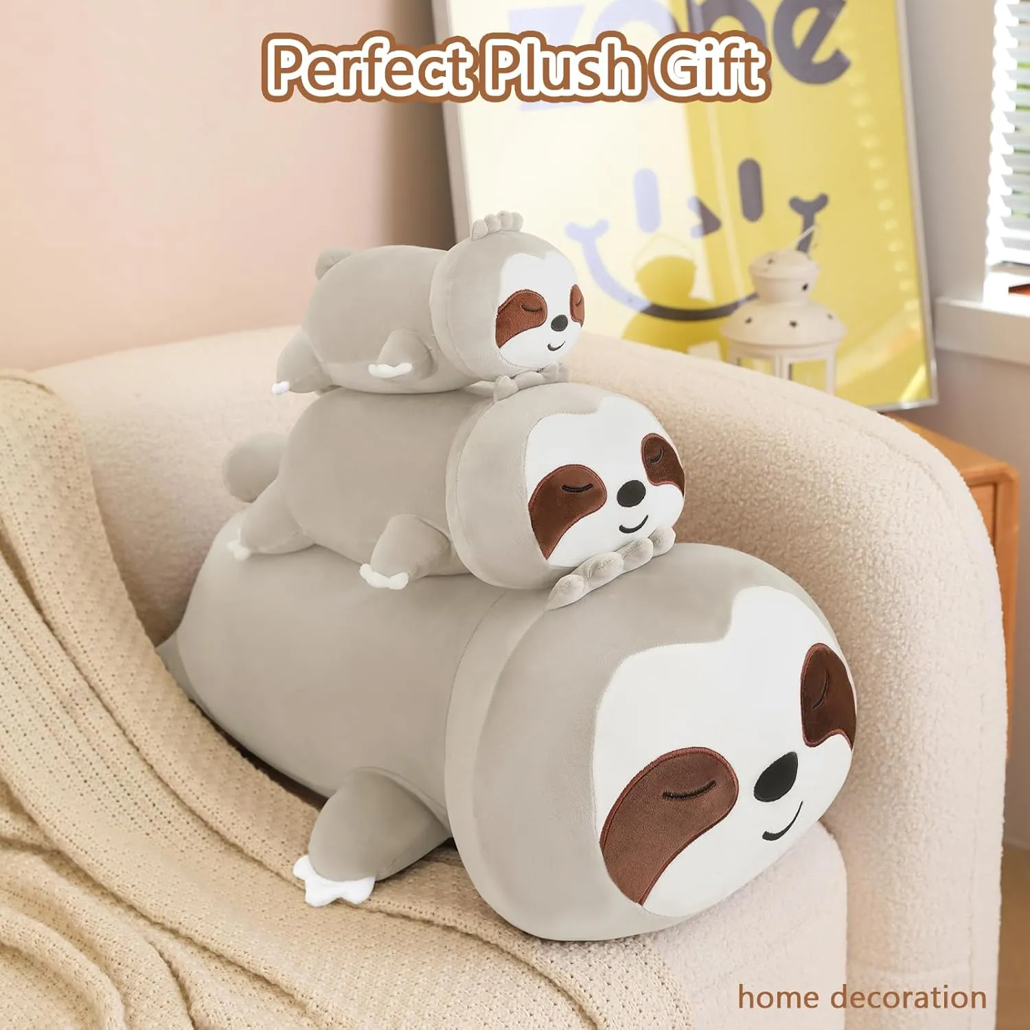 Gift for Kids Adults Brown 23.6 Inch, 3.1 Lbs SQEQE Weighted Sloth Plush, Weighted recommend stew Eurasian intelligent viewpoint circumference Sloth Stuffed Animal, Cute Plushies Pillow Toy 