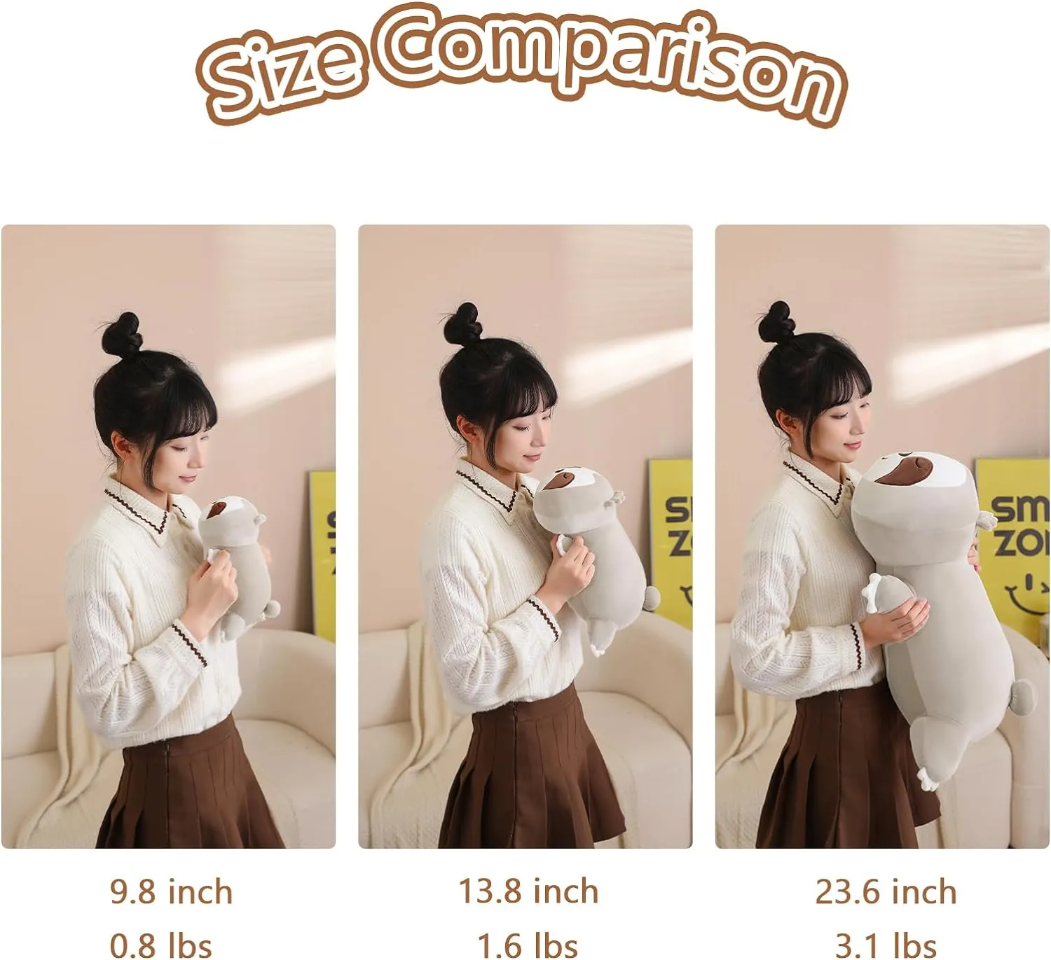 Gift for Kids Adults Brown 23.6 Inch, 3.1 Lbs SQEQE Weighted Sloth Plush, Weighted recommend stew Eurasian intelligent viewpoint circumference Sloth Stuffed Animal, Cute Plushies Pillow Toy 