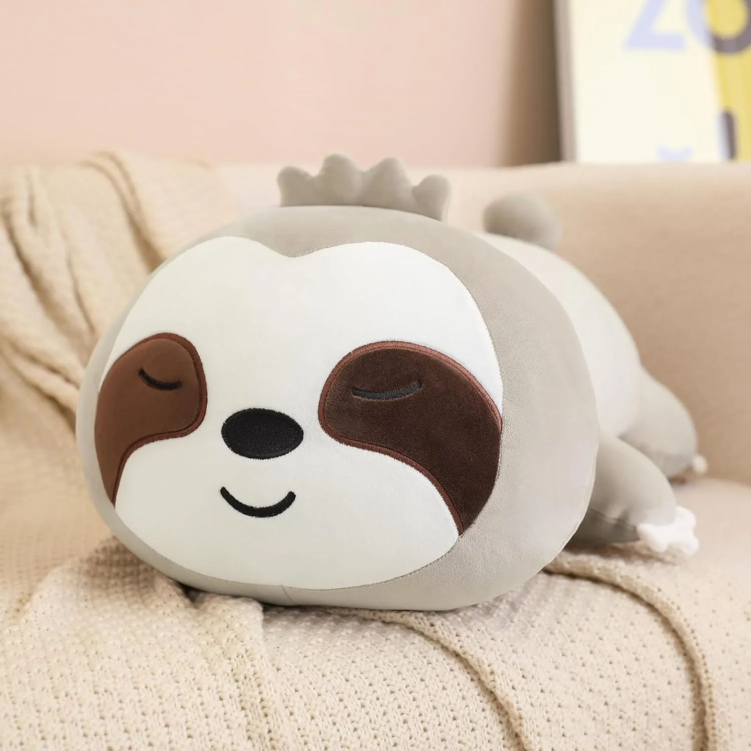 Gift for Kids Adults Brown 23.6 Inch, 3.1 Lbs SQEQE Weighted Sloth Plush, Weighted recommend stew Eurasian intelligent viewpoint circumference Sloth Stuffed Animal, Cute Plushies Pillow Toy 