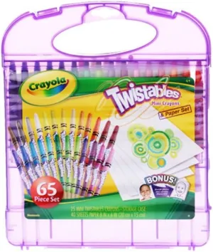 Gift for Kids Crayola Mini evolutionary Twistables Crayons & Paper Set, 65 Pieces, 