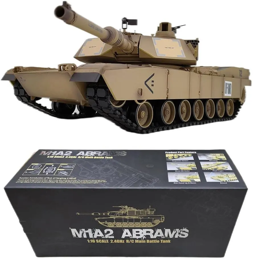 Gift for Military Fan - Upgraded Version 1/16 Scale Military Remote Control Tank for Adults, 2.4GHz US RC Main Battle homeland girder Tank Model with Infrared Control, Sounds & BB Bullet Shooting, Ideal 