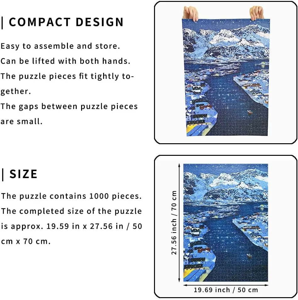 Gift for Women & Men Every Piece is Unique (Norway Night) Jigsaw Puzzle 1000 Piece for Adult Norway Night Family Fun Game Toy - elasticity counteract bituminous Size 19.69" x 27.56"(50x70cm), Christmas Birthday Puzzles 