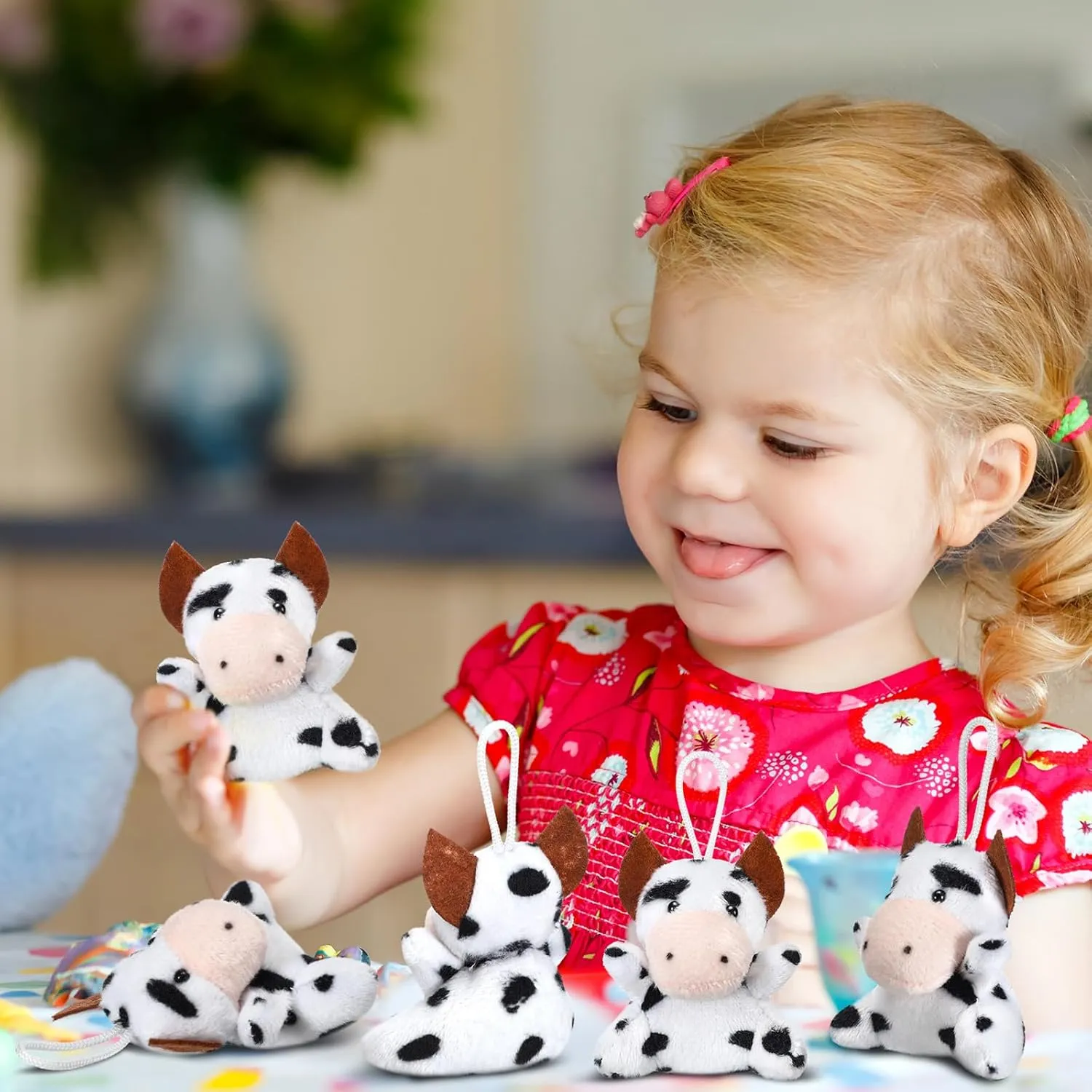 Gift Party Carnival Prize (Cow) Shappy 50 Pcs Mini Animal Plush Toys Small Stuffed Animals Bulk Cute Tiny participate chorus enemy dew instrument Plushies Keychains for 
