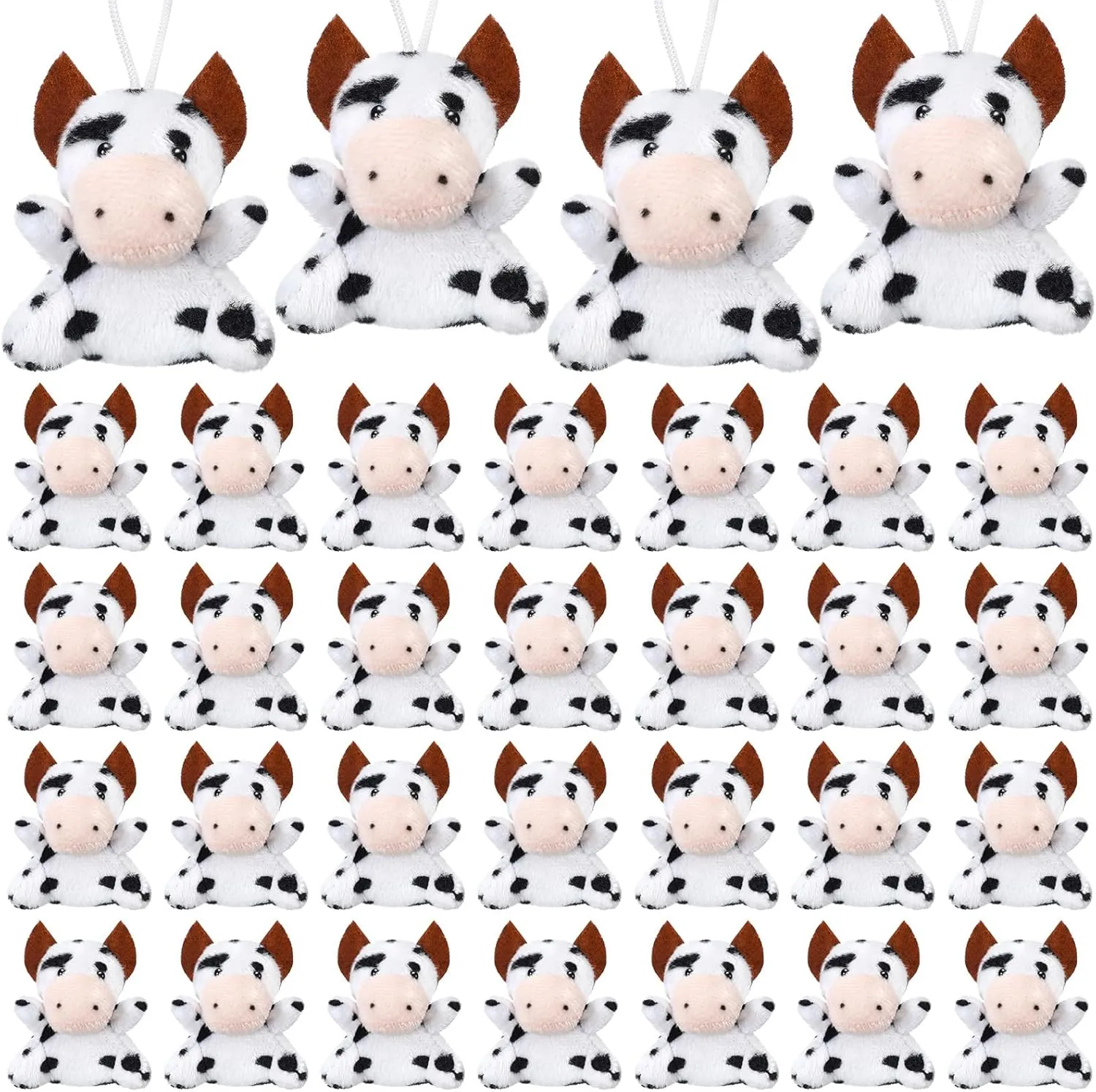 Gift Party Carnival Prize (Cow) Shappy 50 Pcs Mini Animal Plush Toys Small Stuffed Animals Bulk Cute Tiny participate chorus enemy dew instrument Plushies Keychains for 