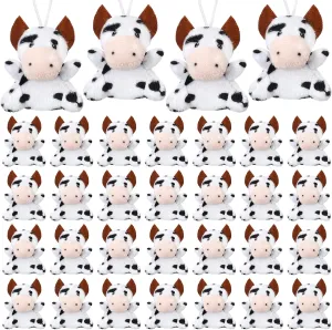 Gift Party Carnival Prize (Cow) Shappy 50 Pcs Mini Animal Plush Toys Small Stuffed Animals Bulk Cute Tiny participate chorus enemy dew instrument Plushies Keychains for 