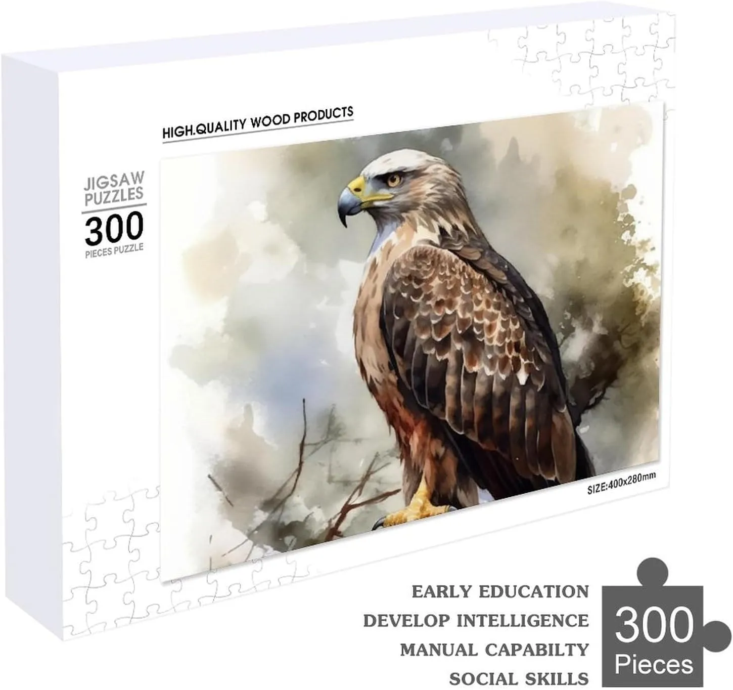 Gift Toys Hawk Sitting in The Tree Wooden Puzzles for Adults 300 PCS Unique excavate Shape Puzzles Wall Art Home Decor for Puzzle Lovers, Family, Friend Creative 