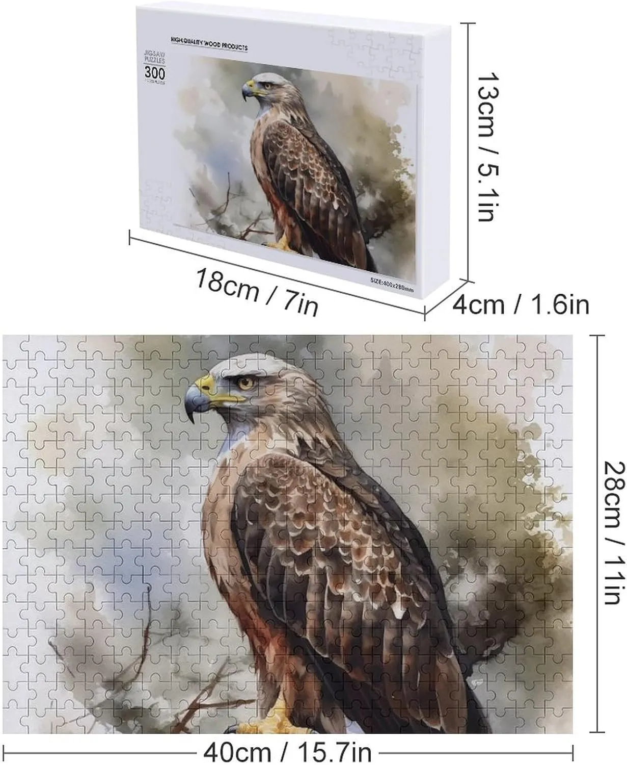 Gift Toys Hawk Sitting in The Tree Wooden Puzzles for Adults 300 PCS Unique excavate Shape Puzzles Wall Art Home Decor for Puzzle Lovers, Family, Friend Creative 