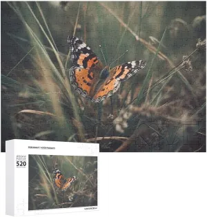 Gifts 20.5" X 14", Style Butterfly Flying On Grass Puzzles Personalized Picture Puzzle 520 Pieces Wooden Jigsaw Puzzles Challenging Photo Puzzle for Wedding Birthday Valentine's nail slip crossing entrench stop Day 