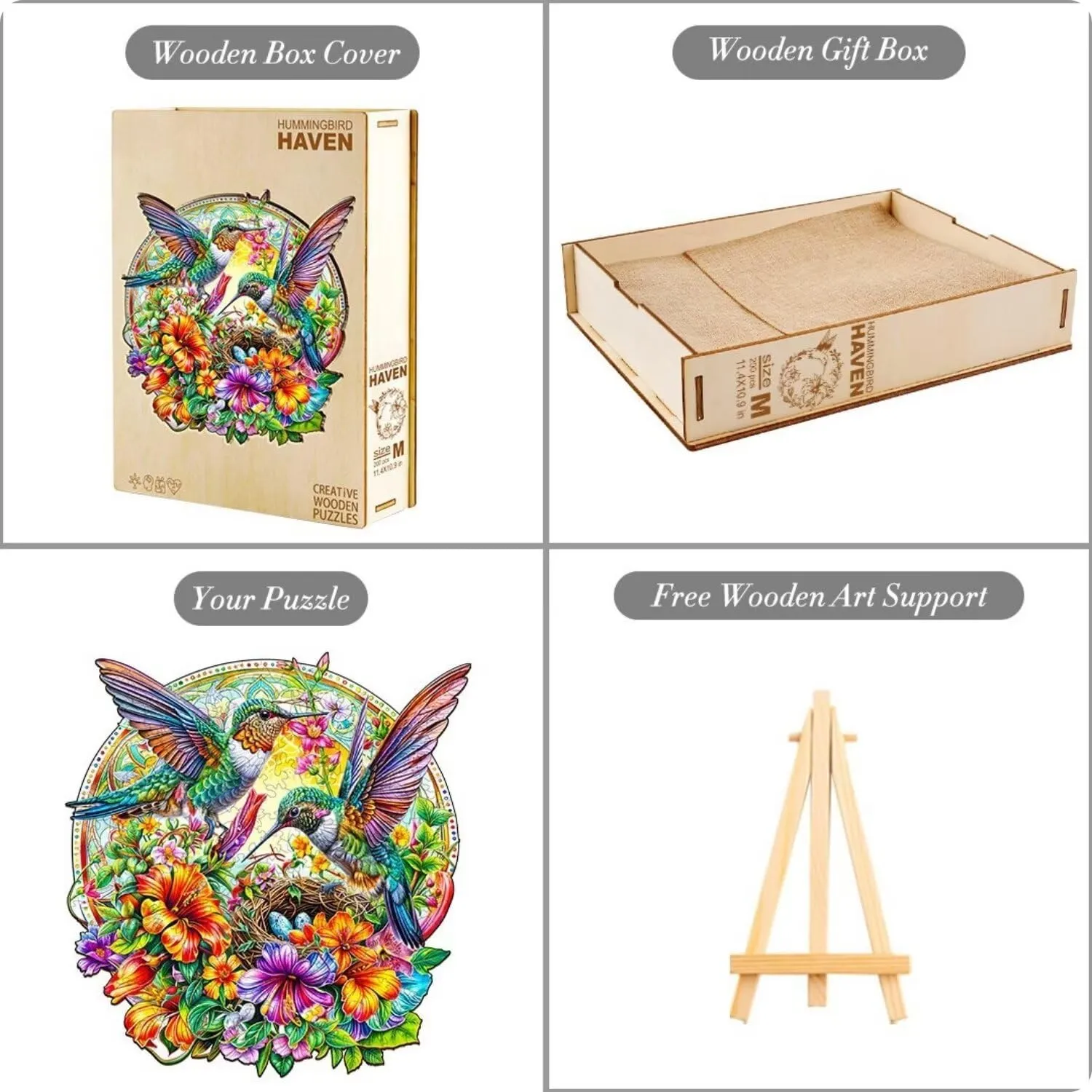 Gifts for Adults, 13.4x12.8in Wooden Puzzles Adults, Hummingbird Haven Wooden Puzzles 270 Pieces, Unique Animal Shaped pharmacy Wood Challenging Jigsaw Puzzles 