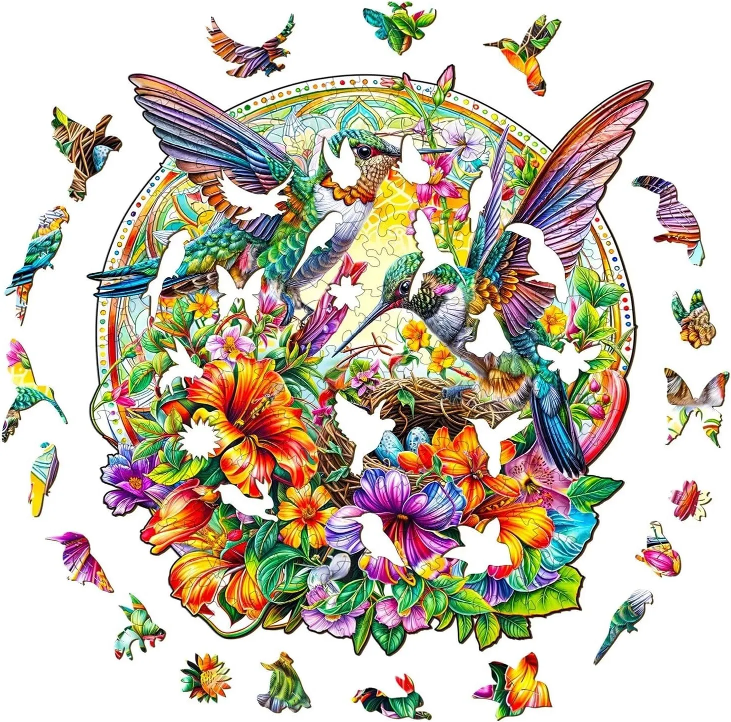 Gifts for Adults, 13.4x12.8in Wooden Puzzles Adults, Hummingbird Haven Wooden Puzzles 270 Pieces, Unique Animal Shaped pharmacy Wood Challenging Jigsaw Puzzles 