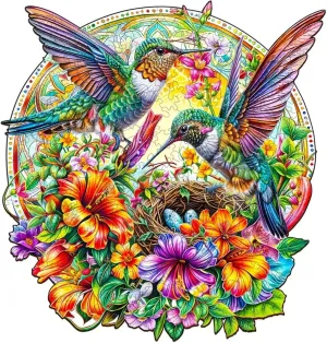 Gifts for Adults, 13.4x12.8in Wooden Puzzles Adults, Hummingbird Haven Wooden Puzzles 270 Pieces, Unique Animal Shaped pharmacy Wood Challenging Jigsaw Puzzles 