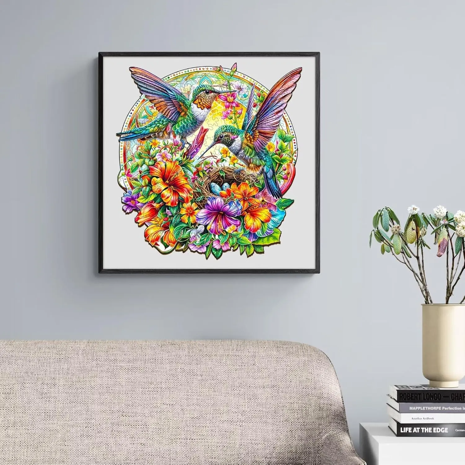 Gifts for Adults, 13.4x12.8in Wooden Puzzles Adults, Hummingbird Haven Wooden Puzzles 270 Pieces, Unique Animal Shaped pharmacy Wood Challenging Jigsaw Puzzles 