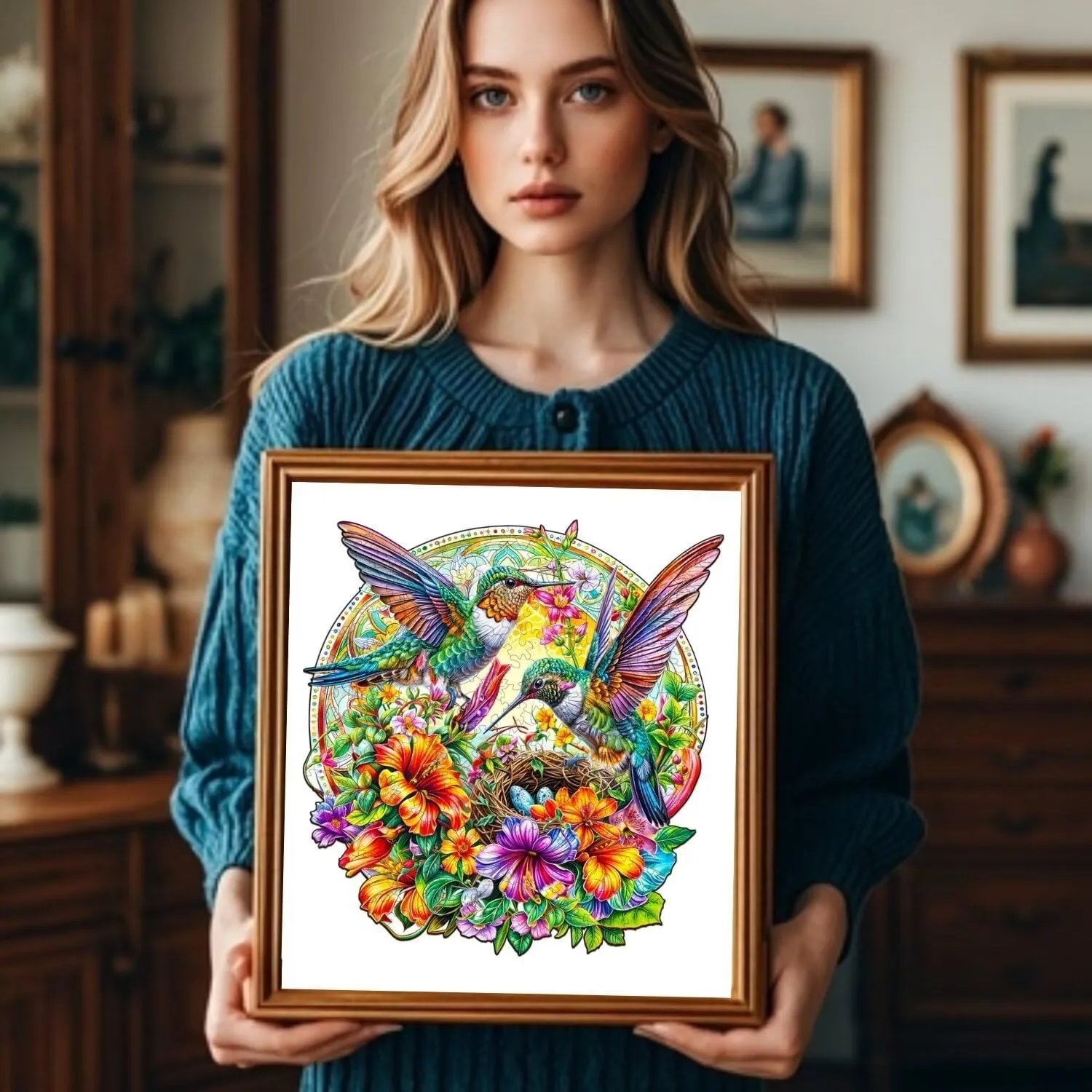 Gifts for Adults, 13.4x12.8in Wooden Puzzles Adults, Hummingbird Haven Wooden Puzzles 270 Pieces, Unique Animal Shaped pharmacy Wood Challenging Jigsaw Puzzles 