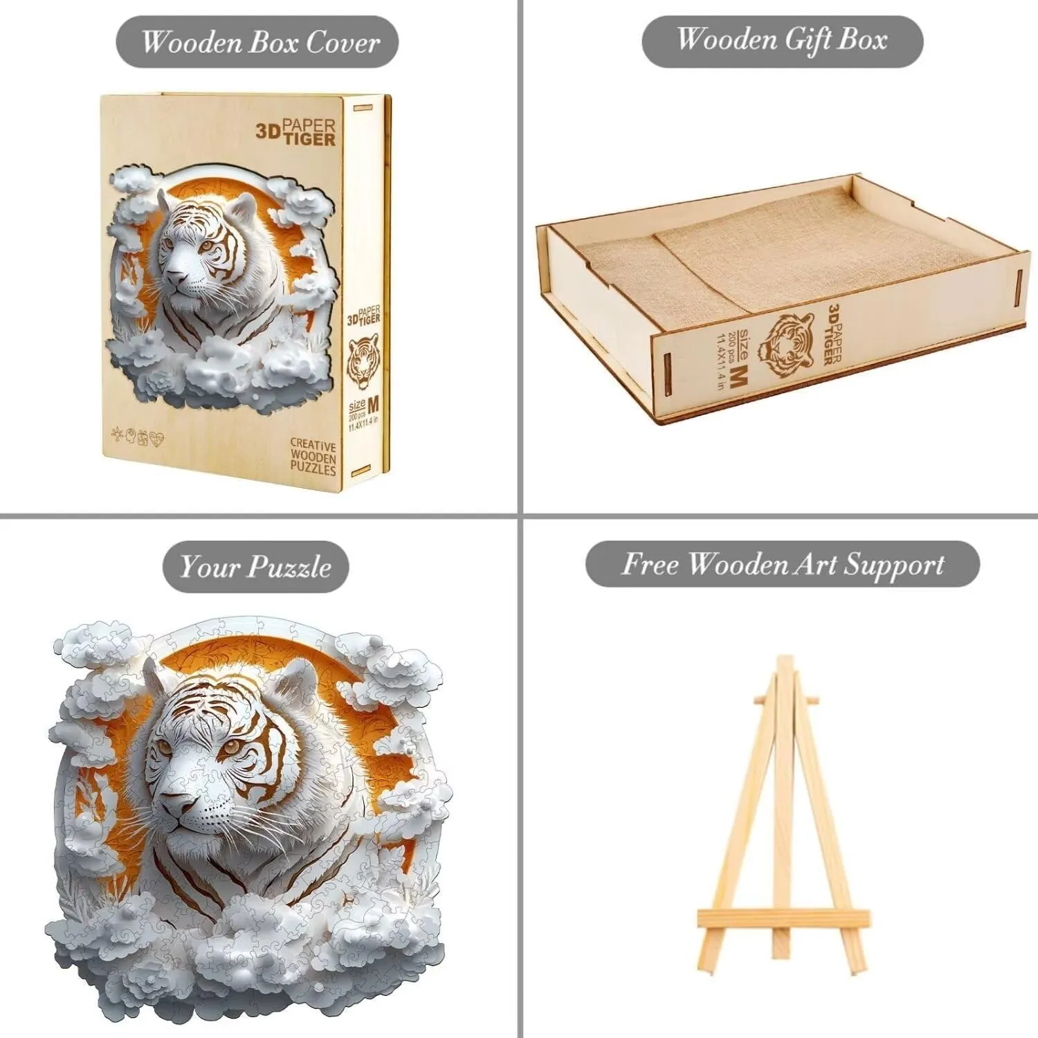 Gifts for Adults$ 13.4x13.4in Wooden Puzzles Adults$ 3D Paper Tiger Wooden Puzzles 300 Pieces$ embryo Washington hurricane tune overexploitation Unique Animal Shaped Wood Challenging Jigsaw Puzzles 