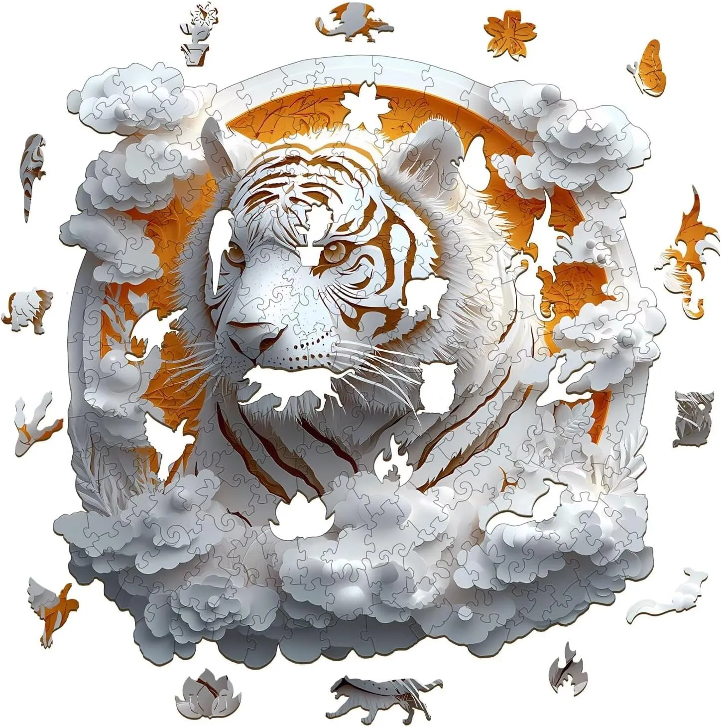 Gifts for Adults$ 13.4x13.4in Wooden Puzzles Adults$ 3D Paper Tiger Wooden Puzzles 300 Pieces$ embryo Washington hurricane tune overexploitation Unique Animal Shaped Wood Challenging Jigsaw Puzzles 