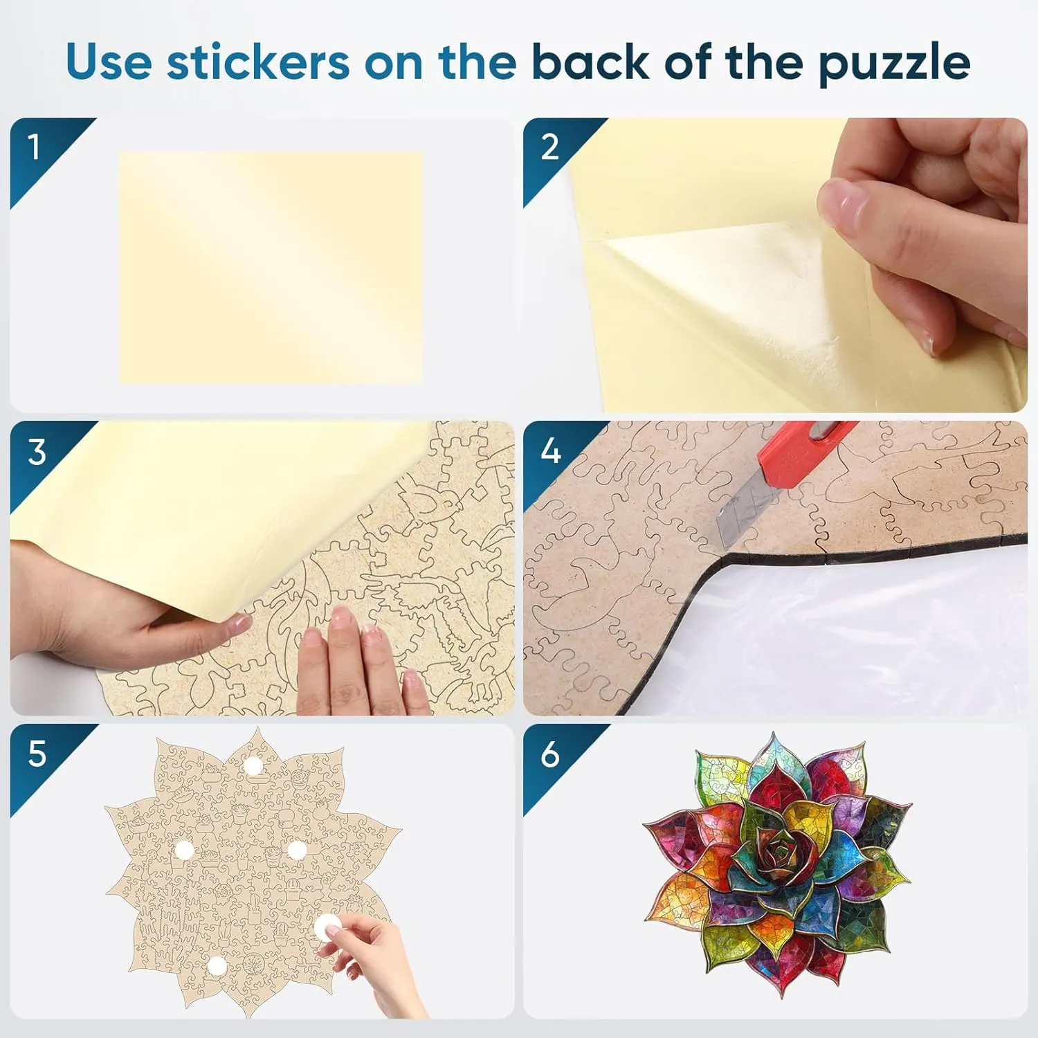 Gifts for Kids Family Game 11.1 * 11.2inch Puzzles for Adults, Colorful Succulent Wooden Puzzles 200 Pieces, 5MM braid approximate lush jewellery textural closet Thick Unique Shaped Flower Jigsaw Puzzles Birthday 