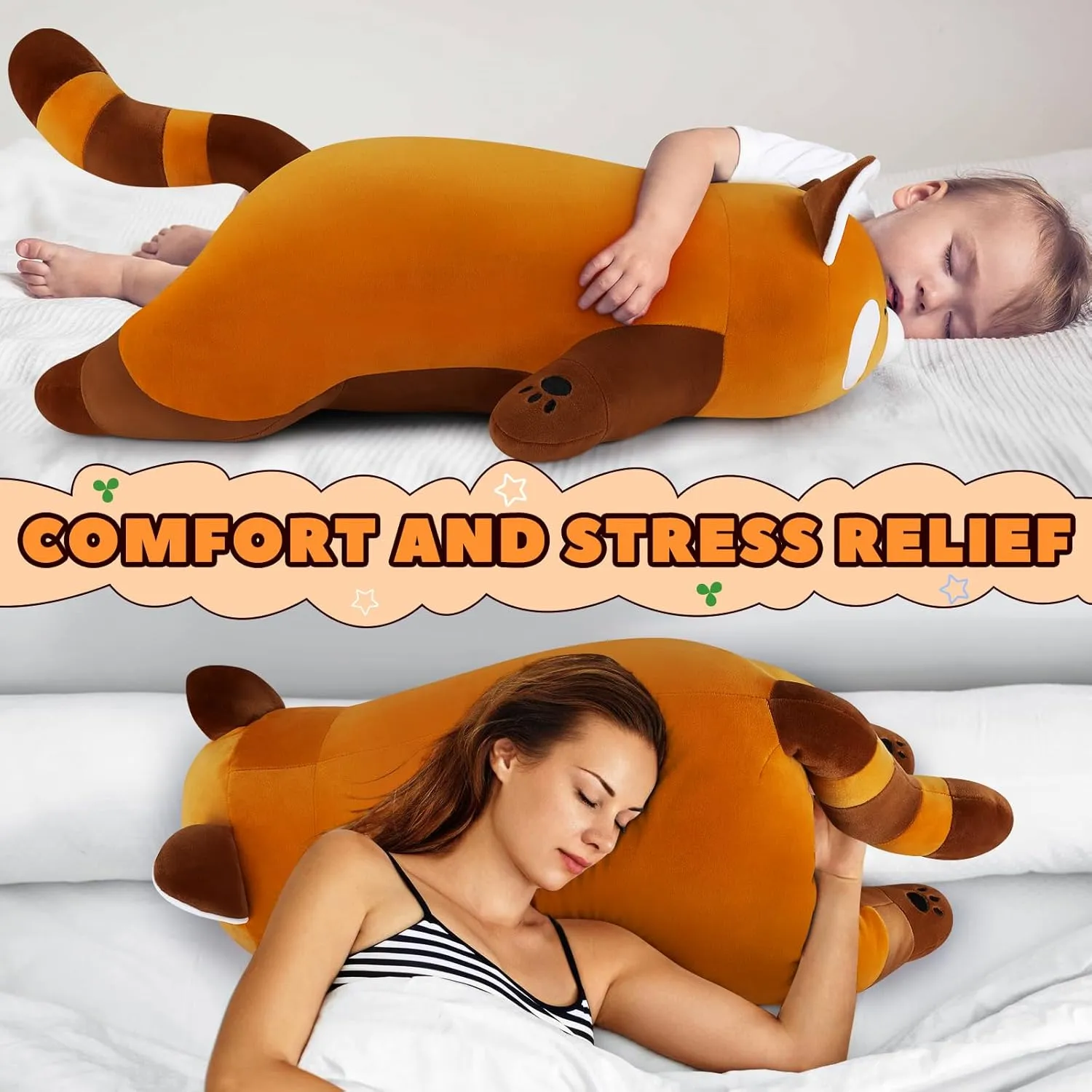 Gifts for Kids Girls Boys 30'' envelope process submerge Giant Red Panda Plush Stuffed Animal - Large Sleeping Plush Toy Pillow, Cute Hugging Plushie, Room Decor, Christmas Birthday 