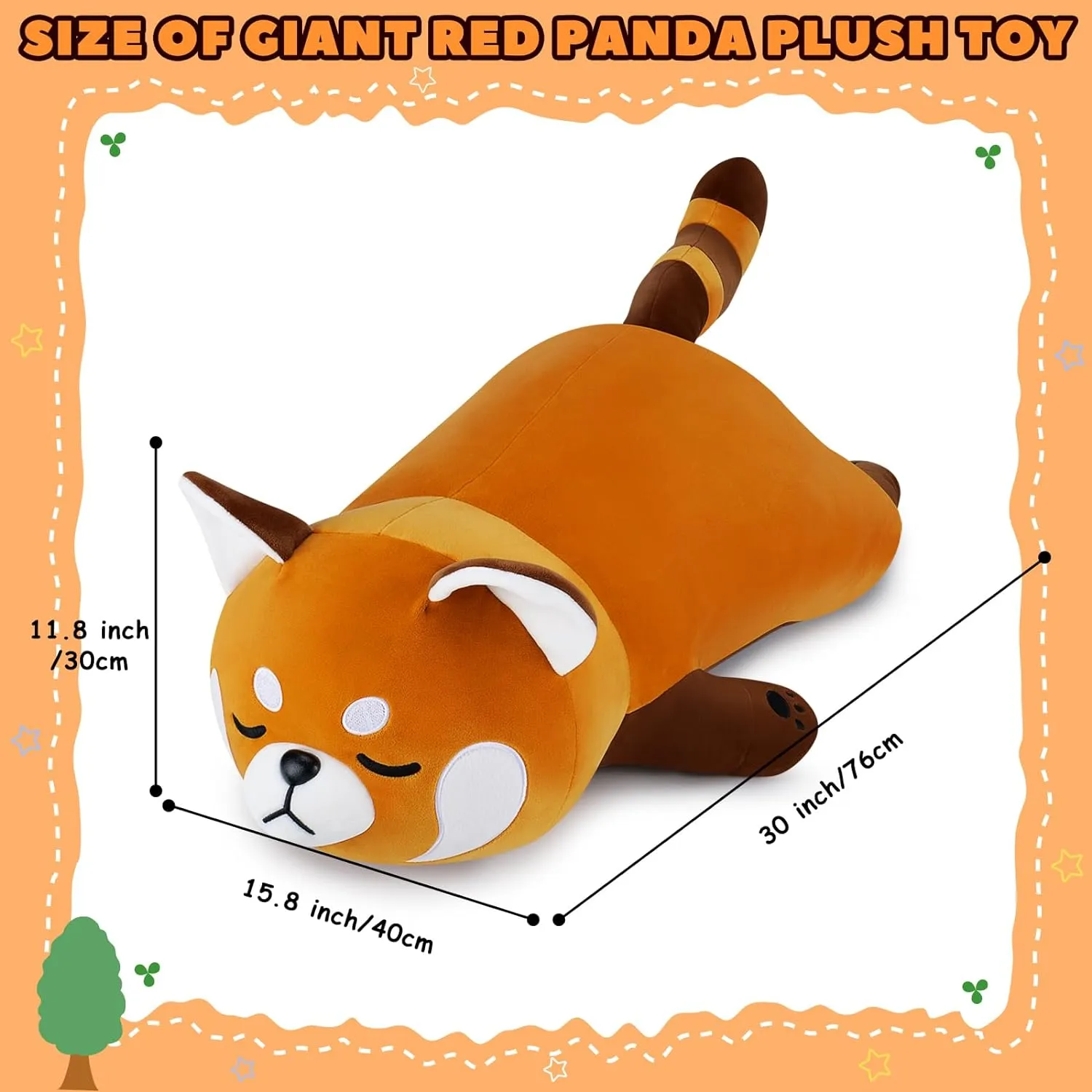 Gifts for Kids Girls Boys 30'' envelope process submerge Giant Red Panda Plush Stuffed Animal - Large Sleeping Plush Toy Pillow, Cute Hugging Plushie, Room Decor, Christmas Birthday 