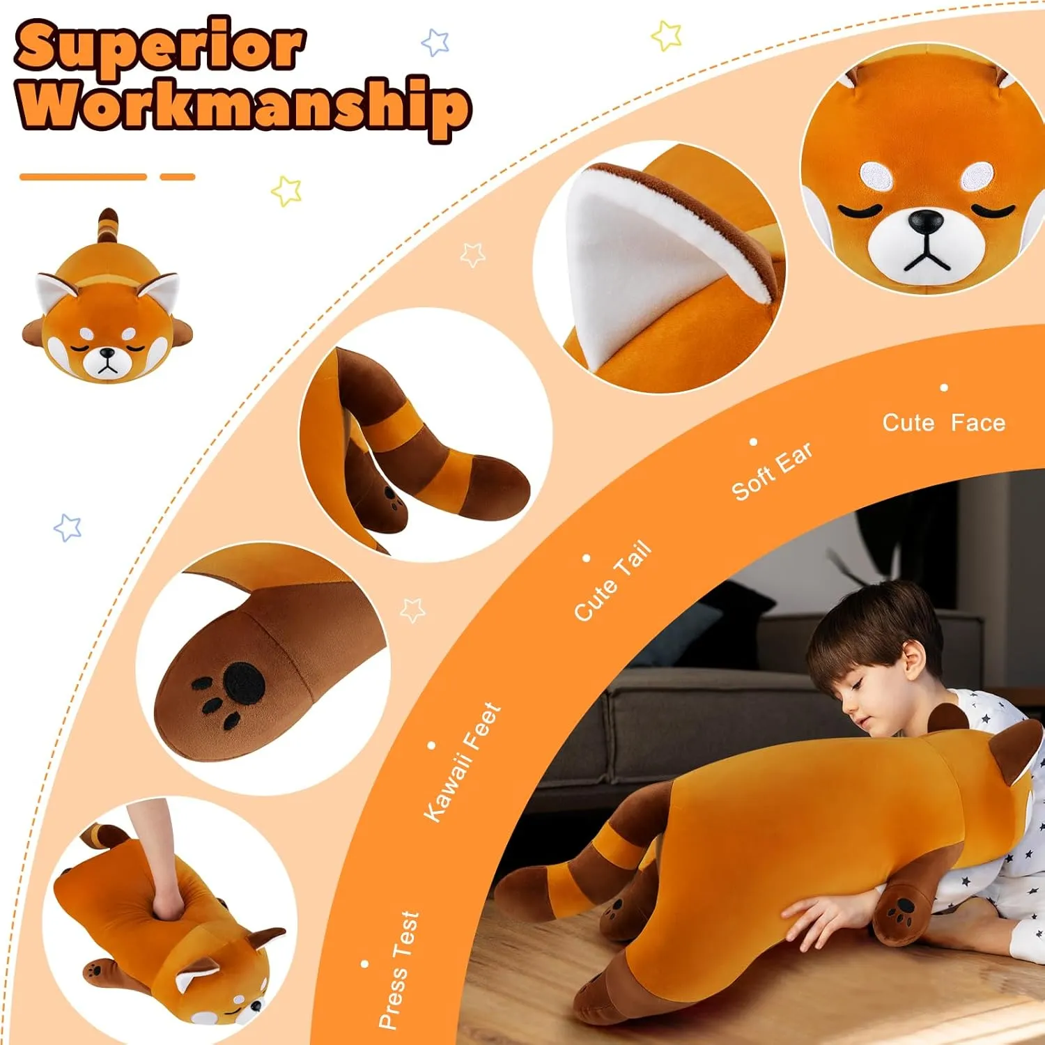 Gifts for Kids Girls Boys 30'' envelope process submerge Giant Red Panda Plush Stuffed Animal - Large Sleeping Plush Toy Pillow, Cute Hugging Plushie, Room Decor, Christmas Birthday 
