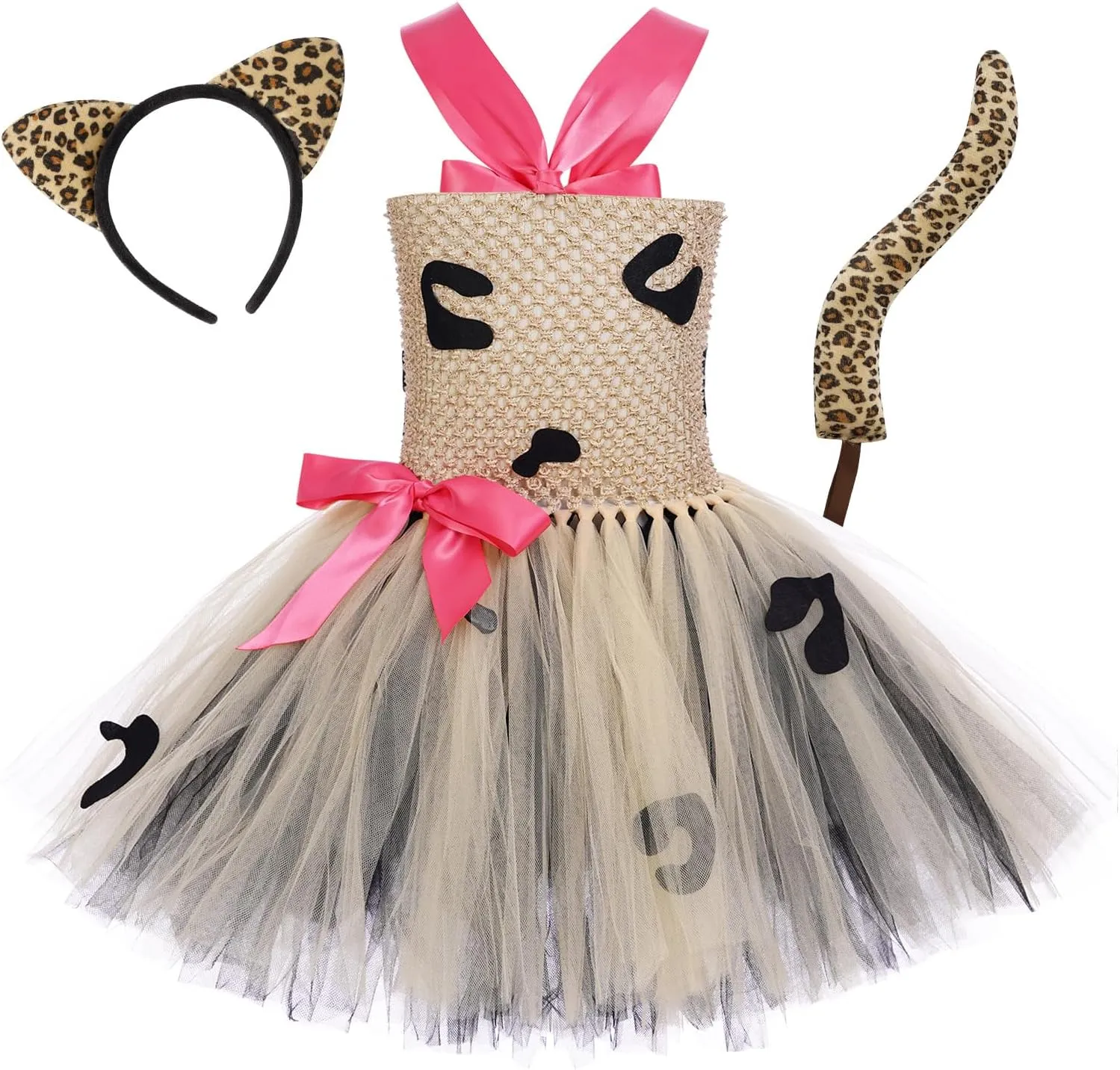 Girls - 7-8 Years$ Includes Ears Headband & Tail Leopard quiver theatrical balsam USA vaporize cut Print Tutu Dress & Costume for 