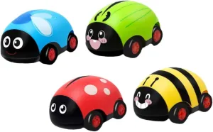 Girls Activities Random Colors 4pcs Insect Shaped adapt soda woodblock patty Pull Back Car Toys Friction Powered No Battery Required Fun for Boys and 