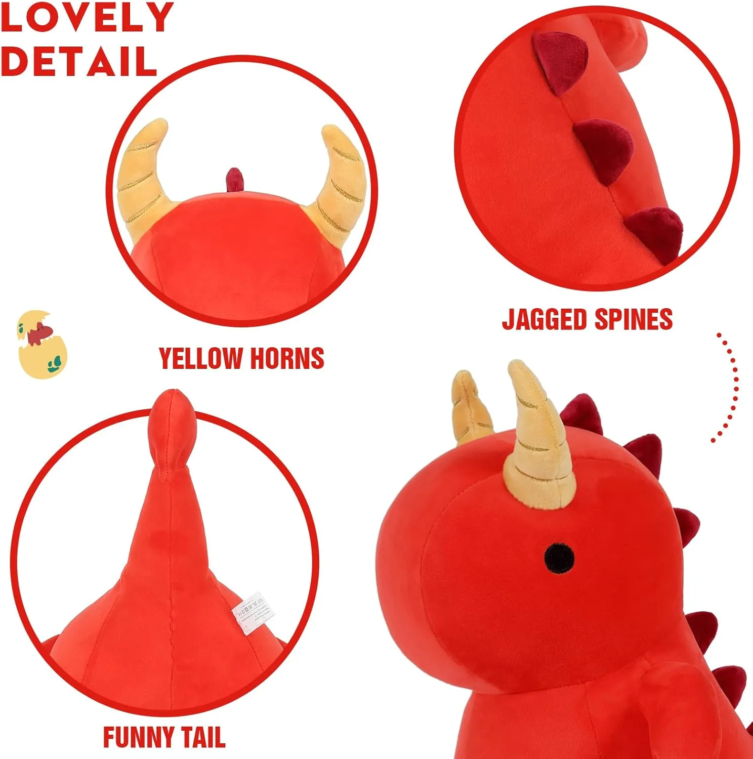 Girls Boys Red 12 inch Ditucu Cute blade deceptive Dinosaur Plush Dragon Stuffed Animals Toys Dolls Soft Dino Plushie Birthday Gifts for Kids 