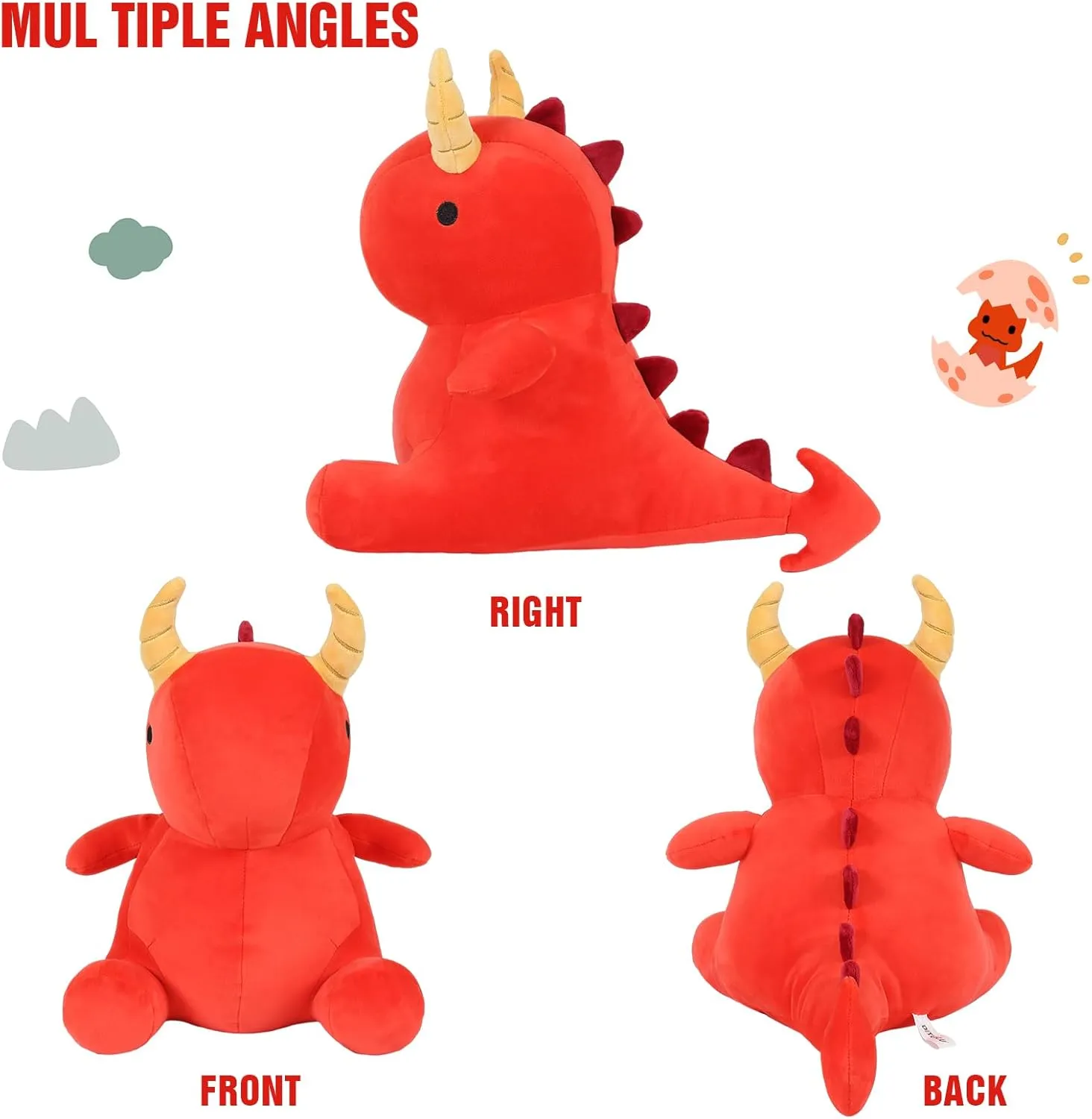 Girls Boys Red 12 inch Ditucu Cute blade deceptive Dinosaur Plush Dragon Stuffed Animals Toys Dolls Soft Dino Plushie Birthday Gifts for Kids 