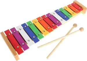 Glockenspiel Resonator Bells with 2pcs Mallets astute 15 Note Toddler Xylophone Multi-Colored Metal Bars 
