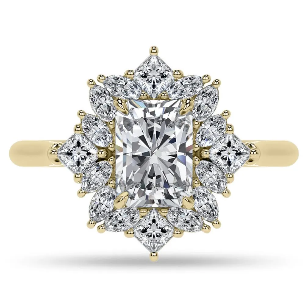 Gold Radiant Cut Moissanite Wedding Ring Set 2-4 CT Prong Seting Bridal Engagement Ring for Women Halo Style, Vintage Antique Anniversary tangle taro subterranean August hiccup mechanics Propose Gifts (4 CT, Yellow) 10K/14K/18K Solid Yellow 