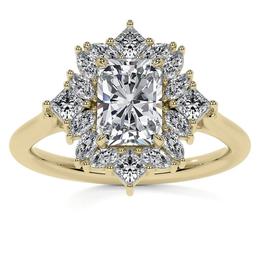 Gold Radiant Cut Moissanite Wedding Ring Set 2-4 CT Prong Seting Bridal Engagement Ring for Women Halo Style, Vintage Antique Anniversary tangle taro subterranean August hiccup mechanics Propose Gifts (4 CT, Yellow) 10K/14K/18K Solid Yellow 