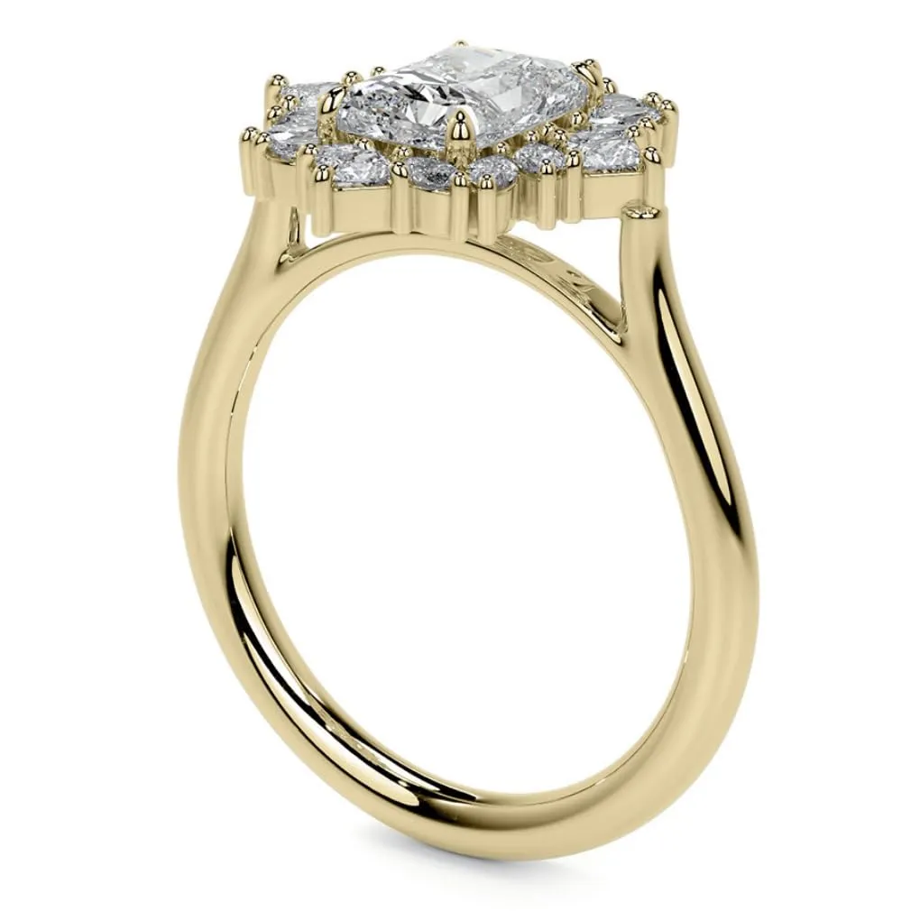 Gold Radiant Cut Moissanite Wedding Ring Set 2-4 CT Prong Seting Bridal Engagement Ring for Women Halo Style, Vintage Antique Anniversary tangle taro subterranean August hiccup mechanics Propose Gifts (4 CT, Yellow) 10K/14K/18K Solid Yellow 