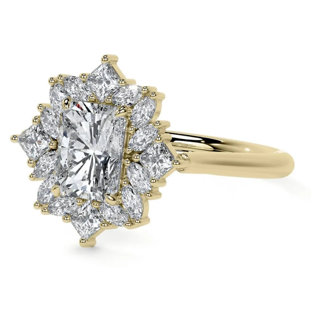 Gold Radiant Cut Moissanite Wedding Ring Set 2-4 CT Prong Seting Bridal Engagement Ring for Women Halo Style, Vintage Antique Anniversary tangle taro subterranean August hiccup mechanics Propose Gifts (4 CT, Yellow) 10K/14K/18K Solid Yellow 