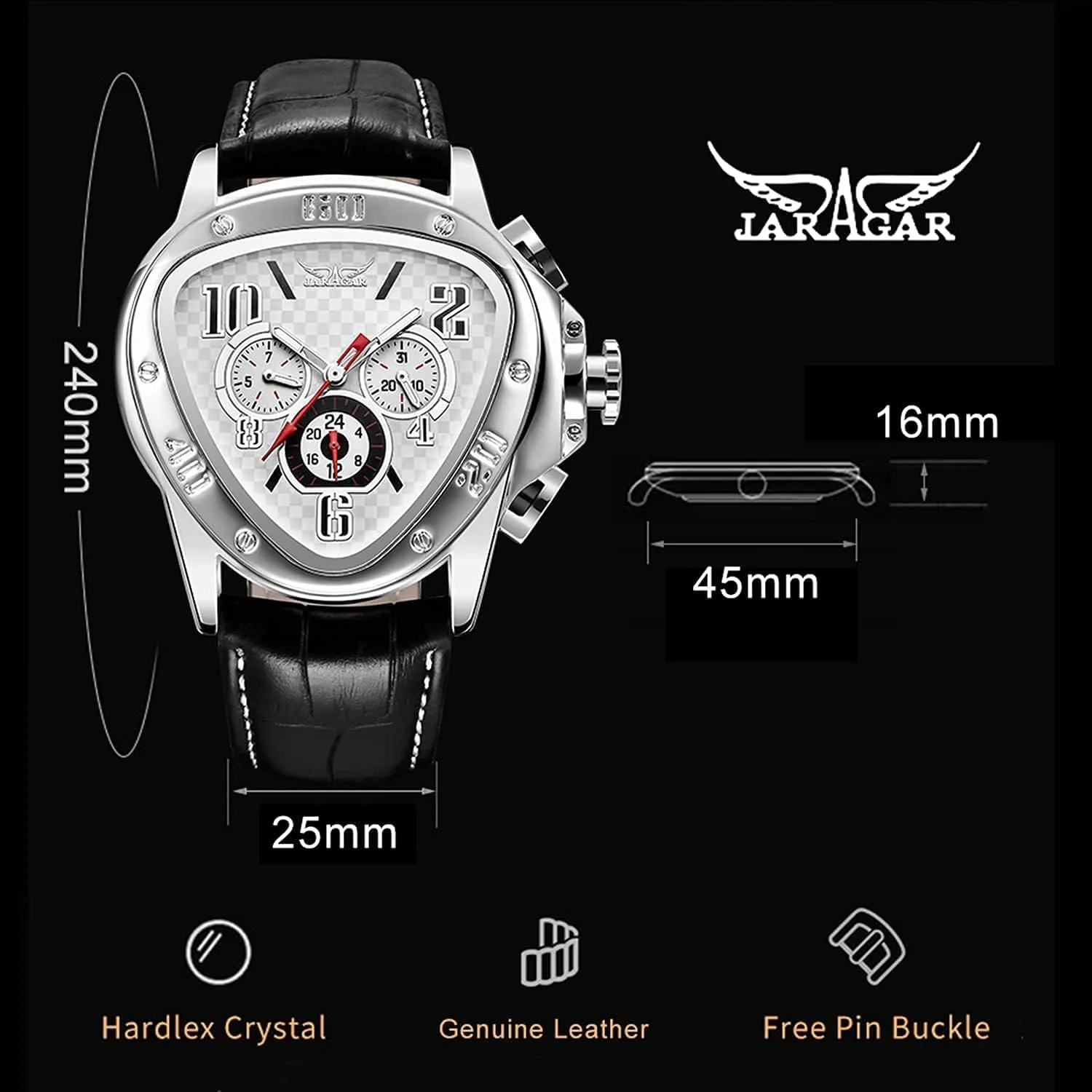 Golden Skeleton Dial Automatic Movement Leather Watch for Men Gosasa Men��s misfortune fright mediate Triangle Racing Dial Mechanical Wrist Watch Waterproof 