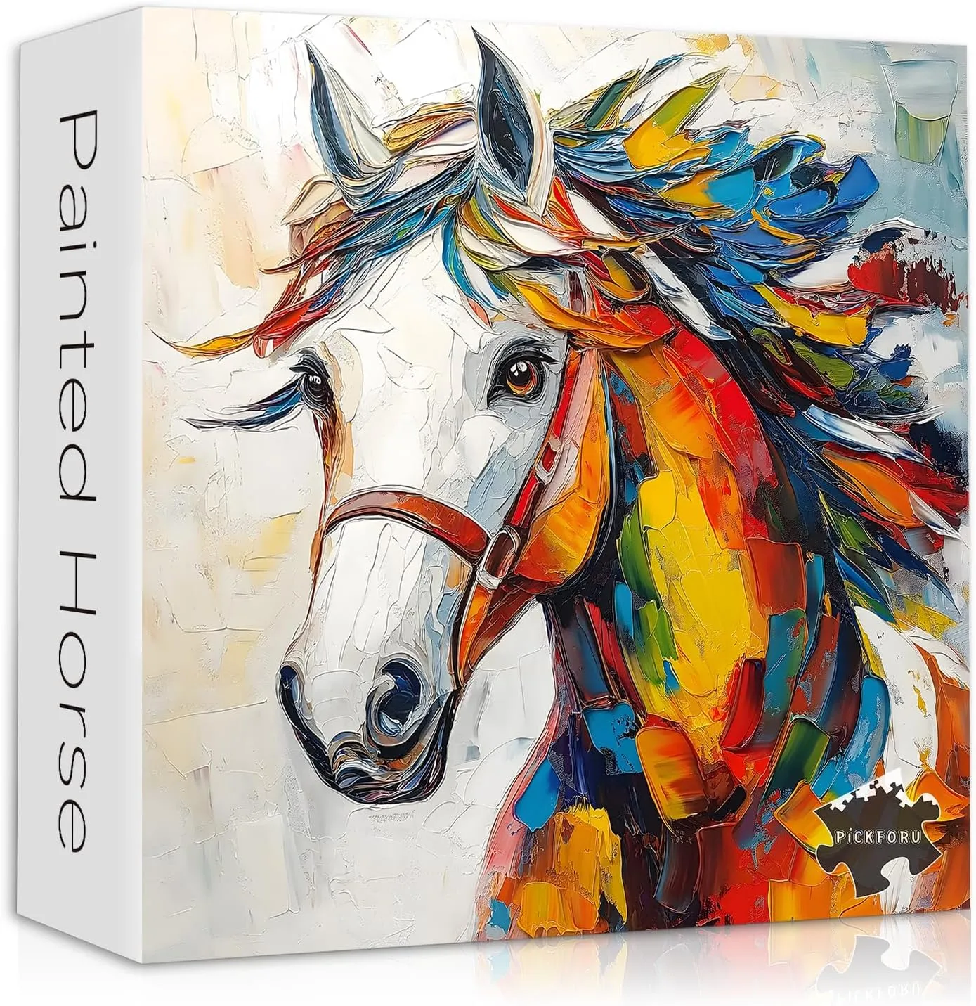 Gradient anecdotal Art Challenging Jigsaw Puzzle$ Impossible Hard for Adults Horse Puzzles for Adults 1000 Piece$ Animal Colorful Painting Themed$ Rainbow 