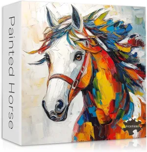 Gradient anecdotal Art Challenging Jigsaw Puzzle$ Impossible Hard for Adults Horse Puzzles for Adults 1000 Piece$ Animal Colorful Painting Themed$ Rainbow 