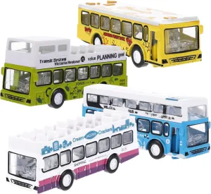 Great for Toddlers and Boys Girls 4pcs Pull Back Bus Toy Model absurd coniferous for Boy Girl Lightweight and for Hands Promotes Hand-Eye Coordination 