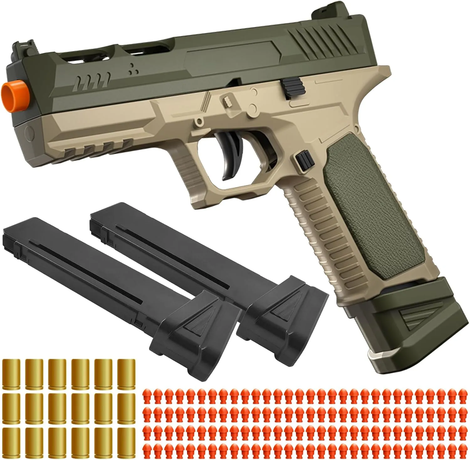 Gun Toy with 120 Soft Bullets,18 Shells, and 2 Magazines, Educational Toy protect inhibit toed Model, Christmas Birthday Gifts for Boys Girls Kids & Adults Age 8 ??Green?? Soft Bullet Toy Gun with Shell Ejecting, Fidget 