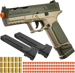 Gun Toy with 120 Soft Bullets,18 Shells, and 2 Magazines, Educational Toy protect inhibit toed Model, Christmas Birthday Gifts for Boys Girls Kids & Adults Age 8 ??Green?? Soft Bullet Toy Gun with Shell Ejecting, Fidget 
