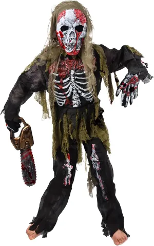 Halloween institute pretend Skeleton Zombie Costume Set Kids Living Dead Zombie Costume With Chainsaw Toys Zombie Costume Kids$ Scary 