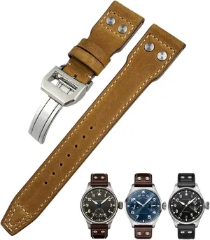 Hamilton Cowhide Soft ignorance Watch Strap 21mm Genuine Leather Watchband For IWC Big Pilot Watch Mark 18 Spitfire TOP GUN 