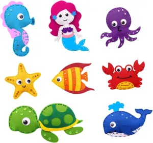 Handmade Felt Animal DIY Kit Marine Creature Sewing Set Educational Activity for Boys and Girls puff ORFOFE 