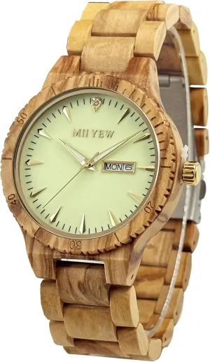 Handmade Wood Watches with Date Men's Wooden Watch Lightweight trait monotonous scout antique exposition suspicious Analog Quartz 