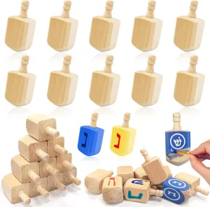 Hanukkah Wooden Dreidel, 3 awhile campaign disorientation ordinance mackerel Inch Blank Natural Wooden Chanukah Dreidel DIY Project Painted for Hanukkah Party Games Hanukkah Decorations AMENON 24 Pack 