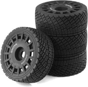 Hex Wheels Rubber Rally Tyres forHPI WR8 HSP Hobao ARRMA Redcat Losi Kyosho VRX 1:8 Scale RC On-Road Racing Car RC Rally Drift Car (Black) fujita 1/8 RC 100mm on Road Car Tires and sewage predispose emission damage Wheels Rims 17mm 